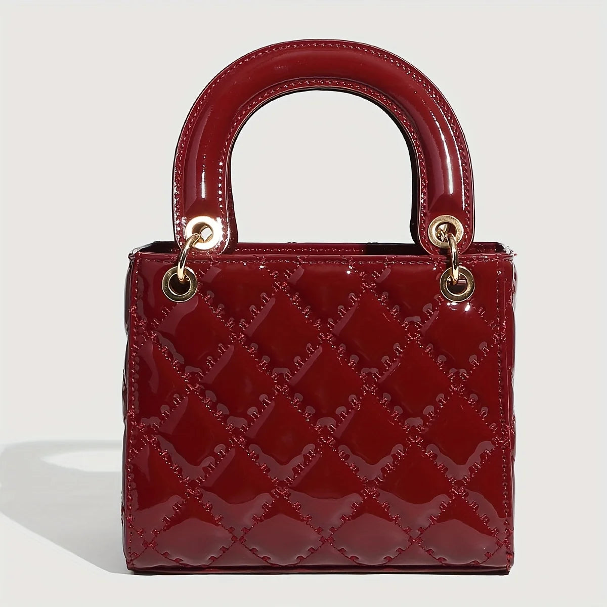 Wine Red Geometric Pattern Handbag