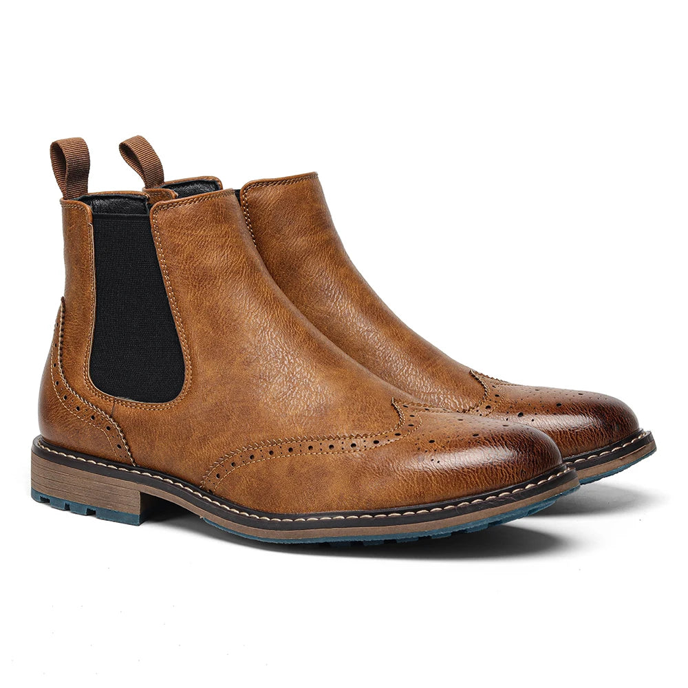 Classic Red Wine Chelsea Boots For Men