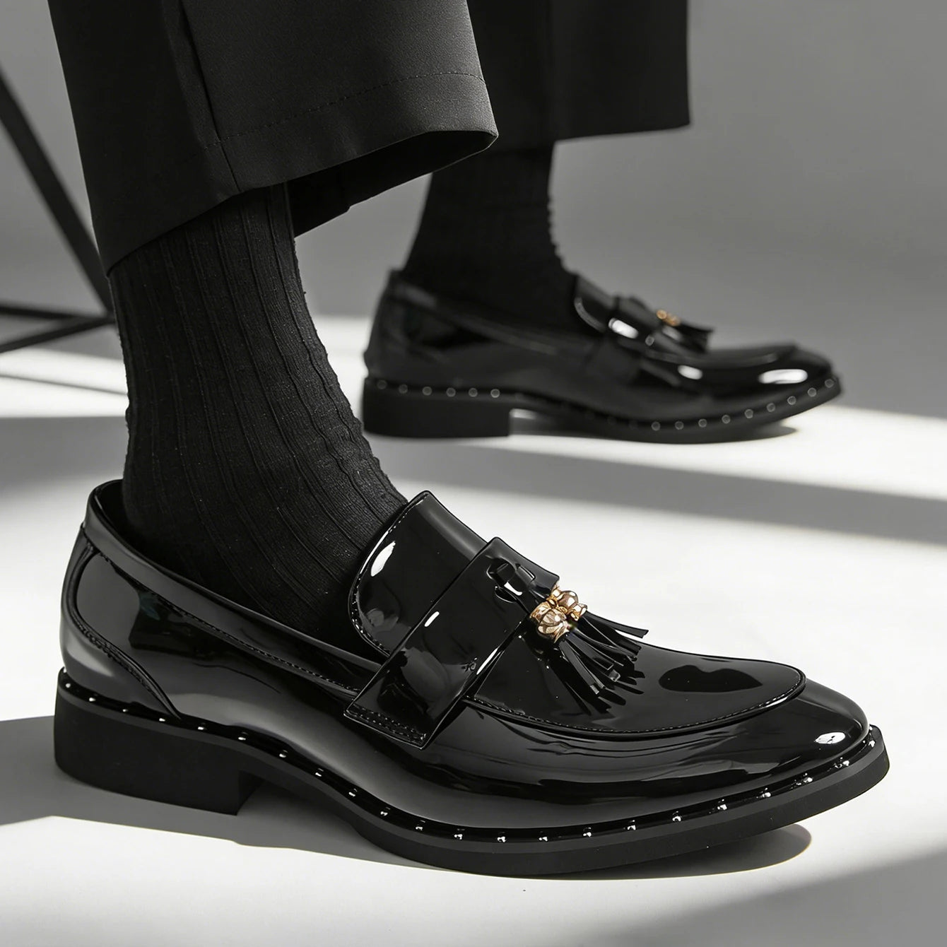 Slip-On Pointed Toe Patent Leather Shoes
