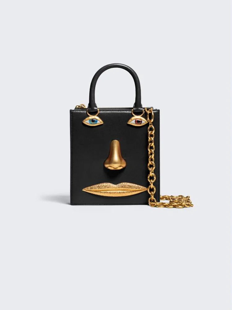 Mini Face Leather Handbag