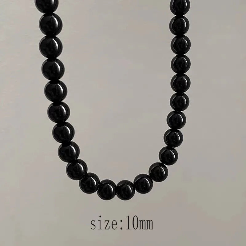 Black Imitation Pearl Choker Necklace