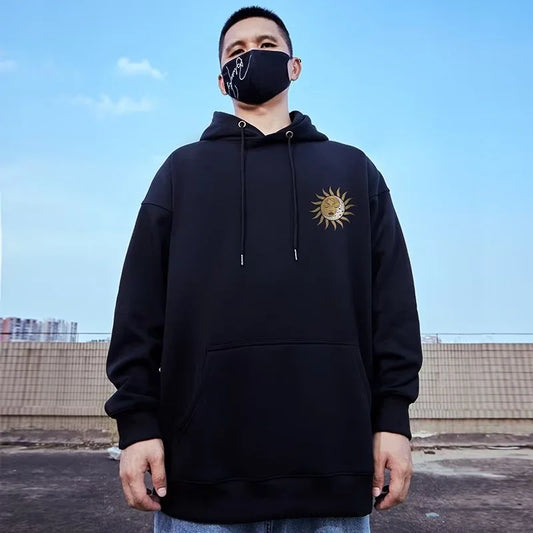 American Sun Moon Flower Print Oversized Hoodie Unisex