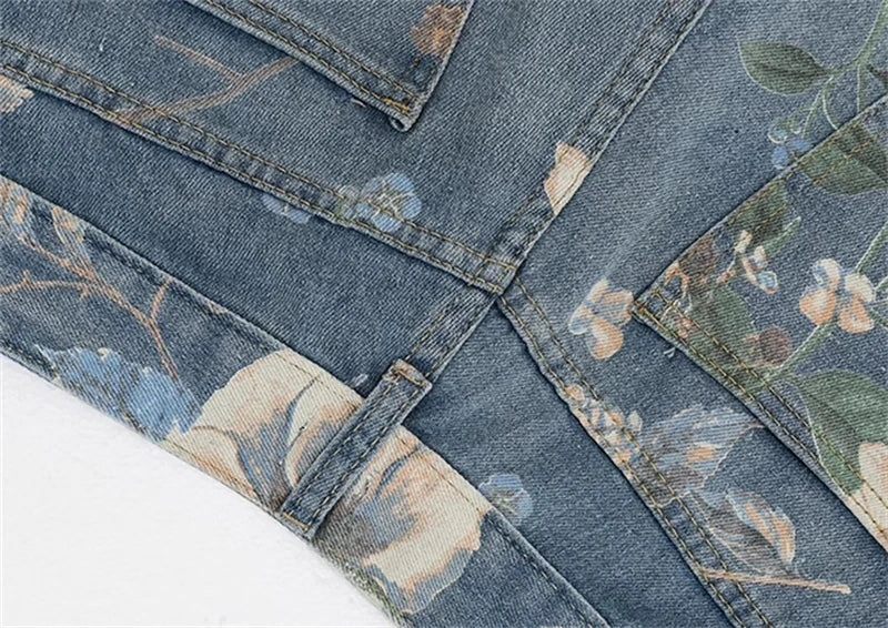Women's Flower Print Baggy Jeans