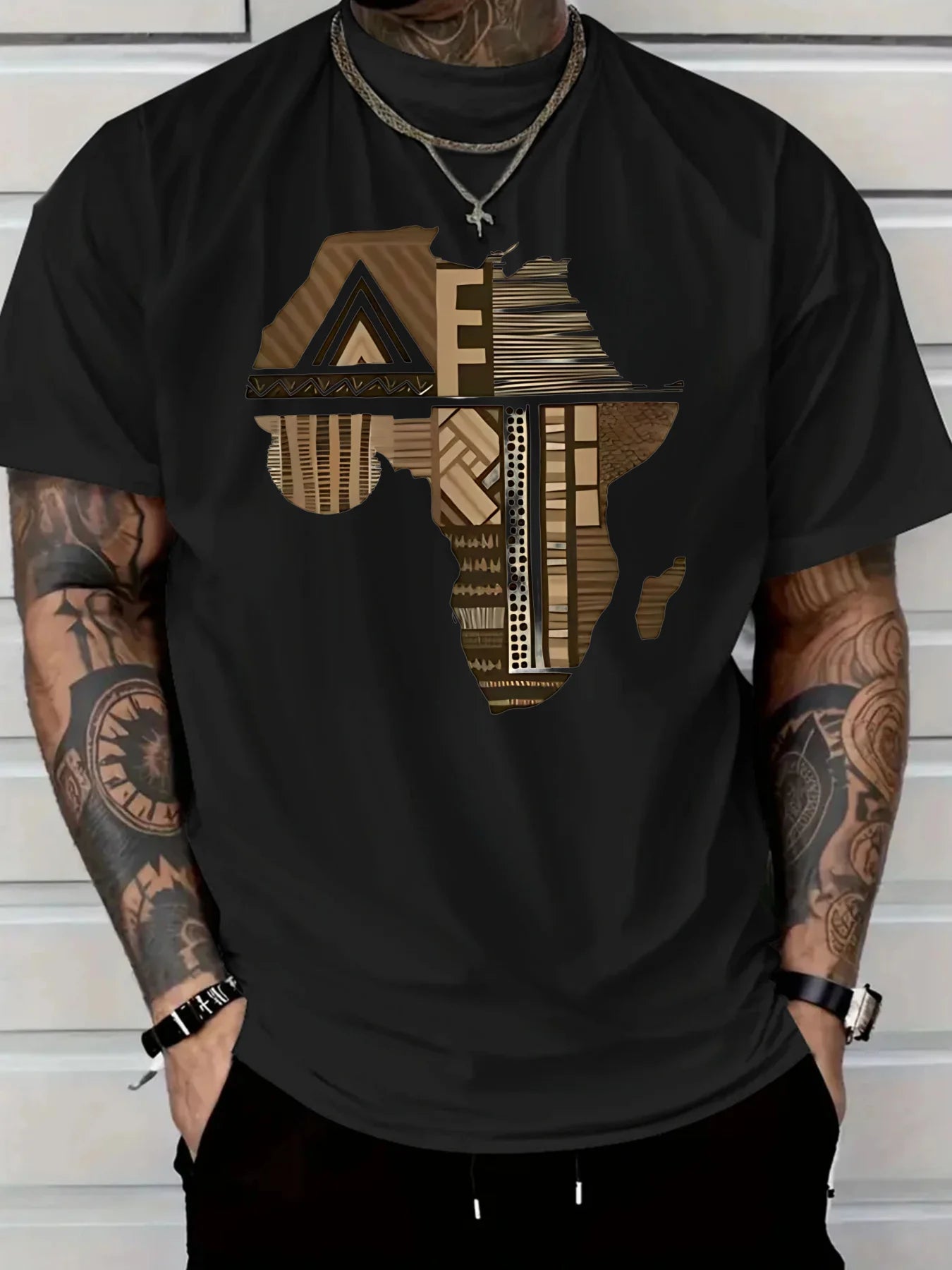 Africa-Inspired Golden Print T-shirt