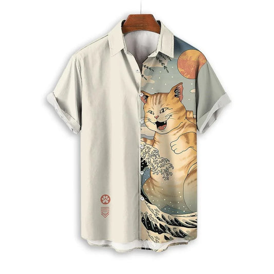 Anime Loose Blouse Hawaiian Shirt for Men