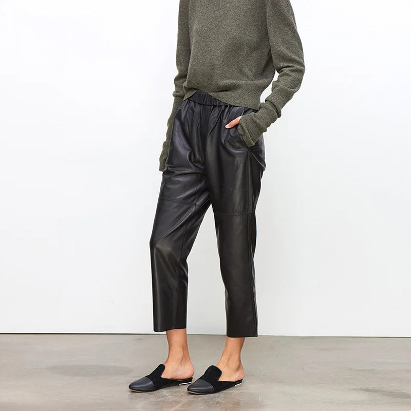 Genuine Leather Harem Pants for Women