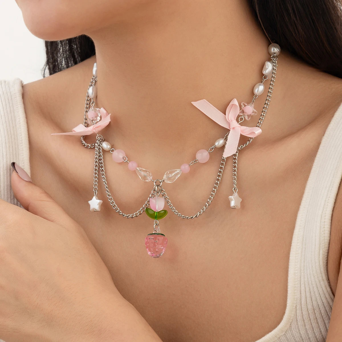 Imitation Pearl Choker Necklace for Women