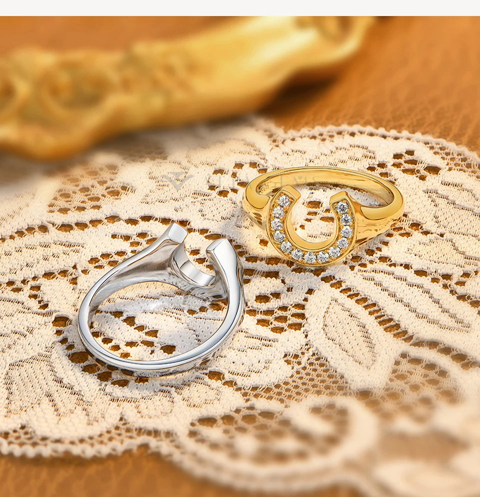 Horseshoe Shaped Synthetic Moissanite Rings For Women