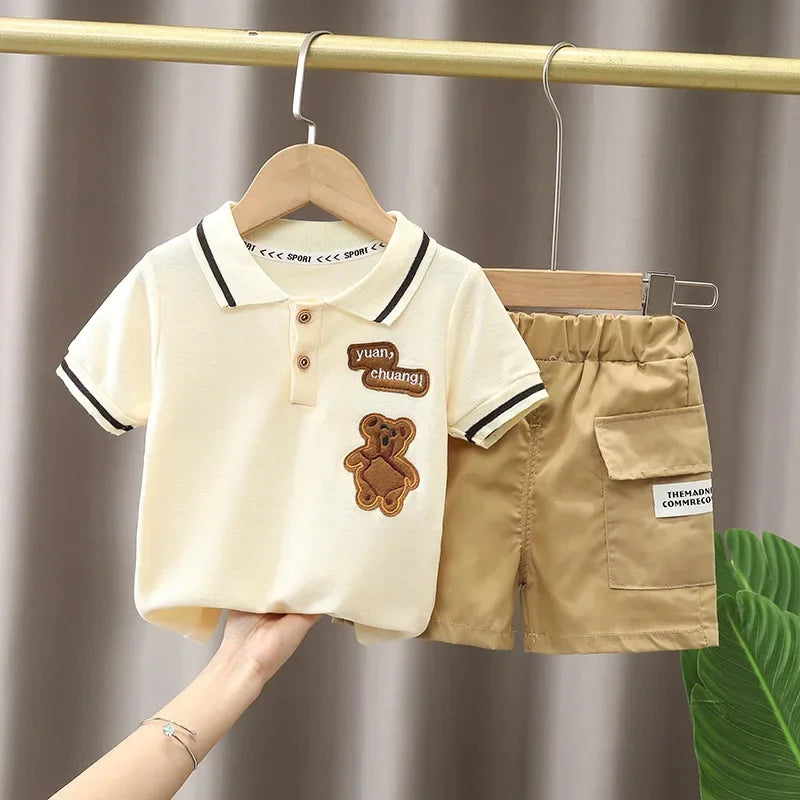 Summer Cotton Short sleeve fashion Suit 2PCS