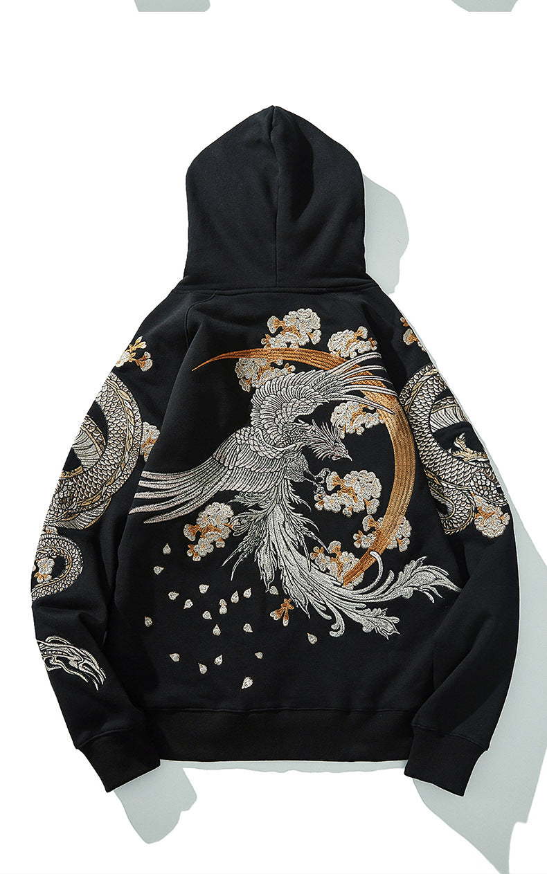 Black Dragon Phoenix  Embroidered Pullover unisex