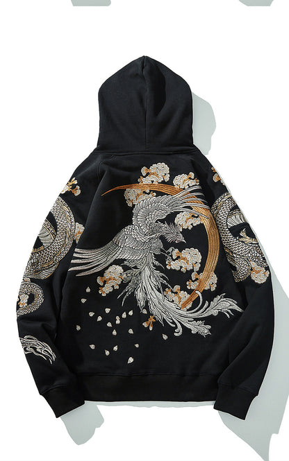 Black Dragon Phoenix  Embroidered Pullover unisex