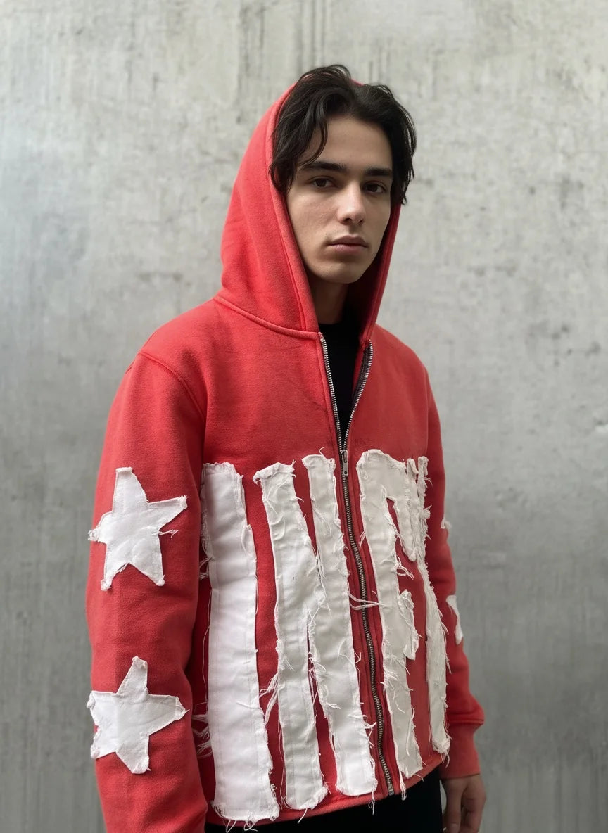 Patchwork letter star pattern pullover and hoodie