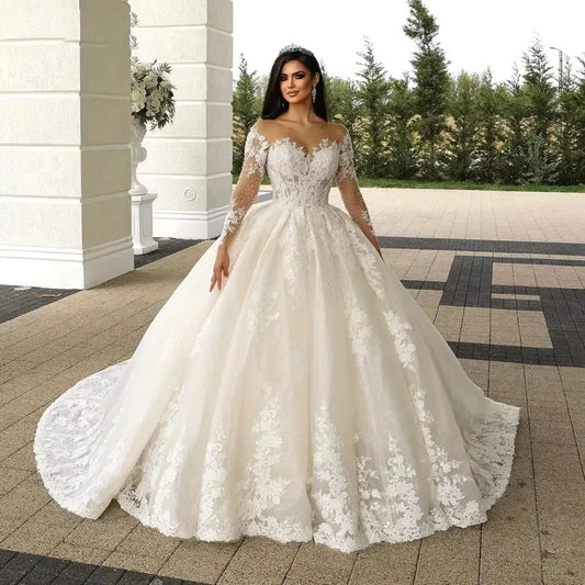 Robe Lace Beading Bride Dress Ball Gown