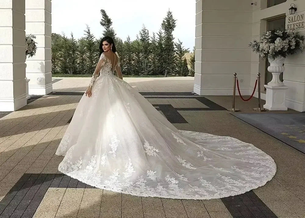 Robe Lace Beading Bride Dress Ball Gown