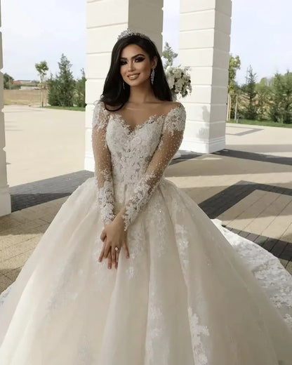 Robe Lace Beading Bride Dress Ball Gown