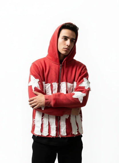 Patchwork letter star pattern pullover and hoodie