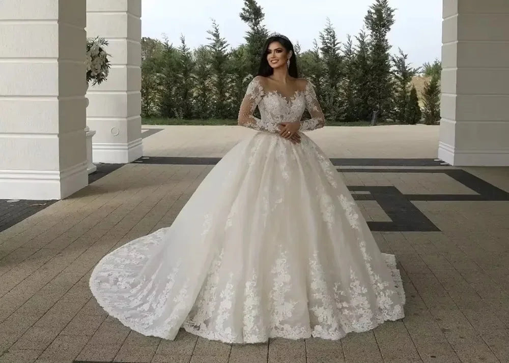 Robe Lace Beading Bride Dress Ball Gown