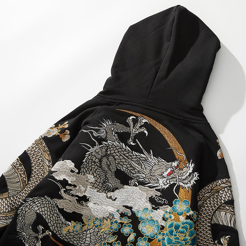 Black Dragon Phoenix  Embroidered Pullover unisex