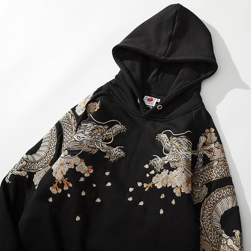 Black Dragon Phoenix  Embroidered Pullover unisex