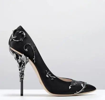 Leaves Metal Heel Pumps For Women