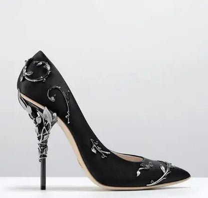 Leaves Metal Heel Pumps For Women