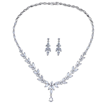 Cubic Zircon Stud Earrings & Necklace