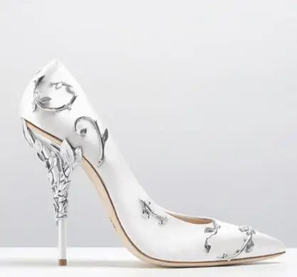 Leaves Metal Heel Pumps For Women