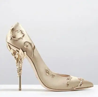 Leaves Metal Heel Pumps For Women
