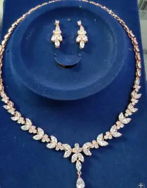 Cubic Zircon Stud Earrings & Necklace