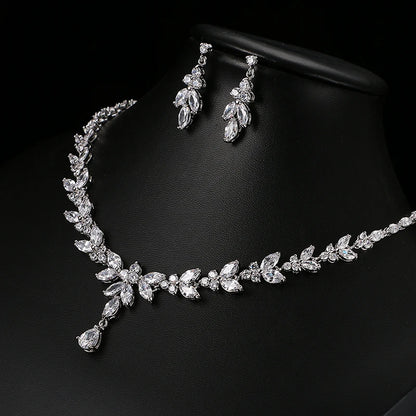Cubic Zircon Stud Earrings & Necklace