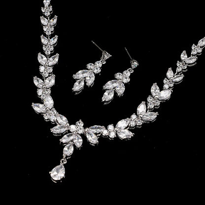 Cubic Zircon Stud Earrings & Necklace