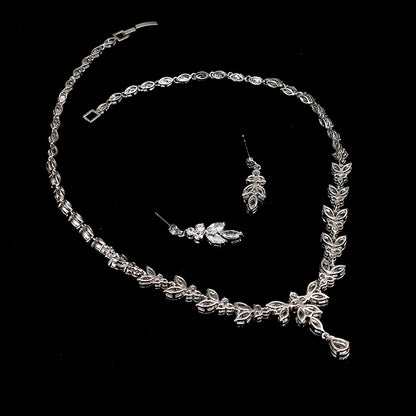 Cubic Zircon Stud Earrings & Necklace