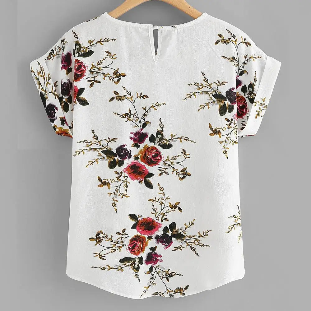 Floral Print B O-Neck Tee Top