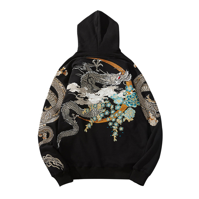 Black Dragon Phoenix  Embroidered Pullover unisex