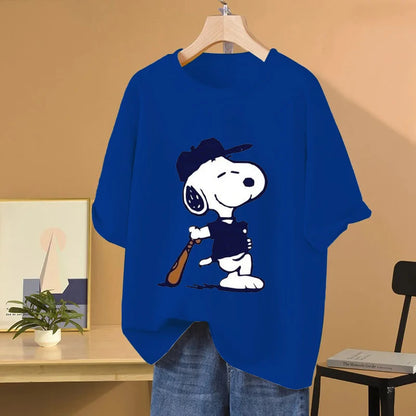 Snoopy Baseball Cartoon Anime Women T-shirt