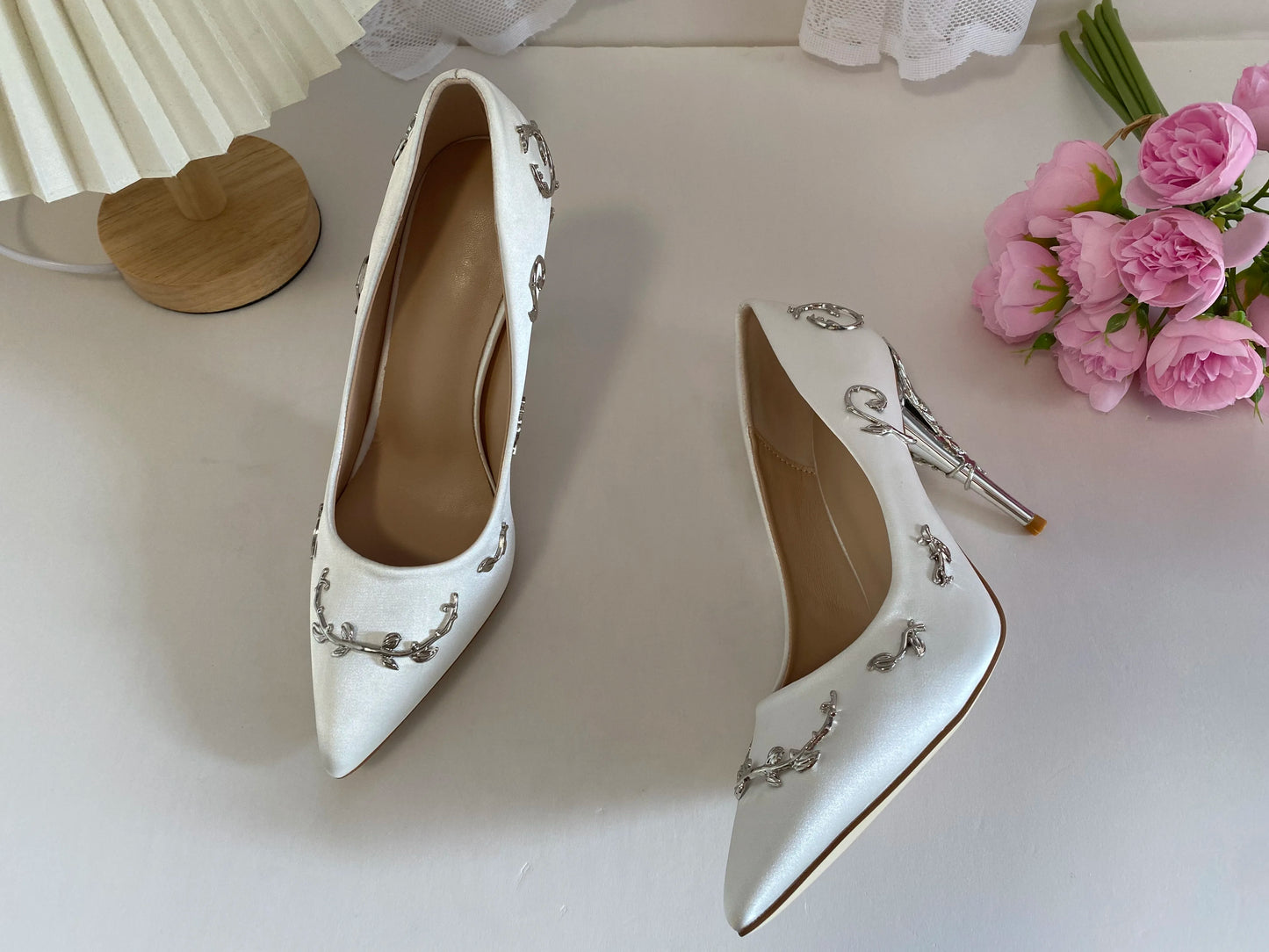 Leaves Metal Heel Pumps For Women