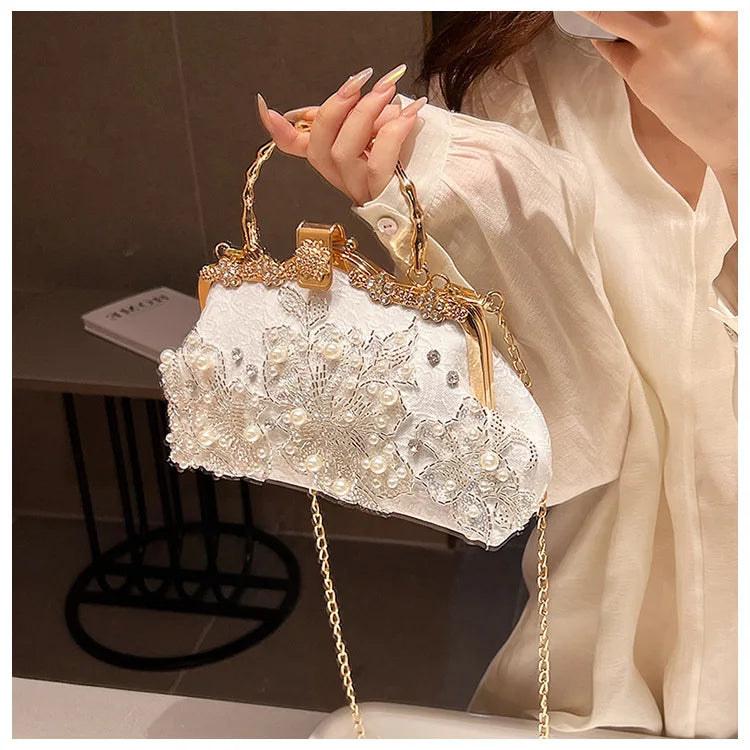 Flowers Diamond Top Handle Bag