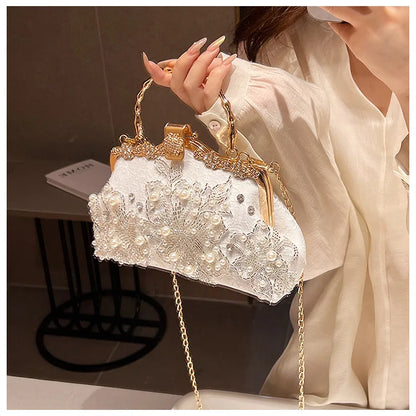 Flowers Diamond Top Handle Bag