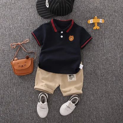 Summer Cotton Short sleeve fashion Suit 2PCS