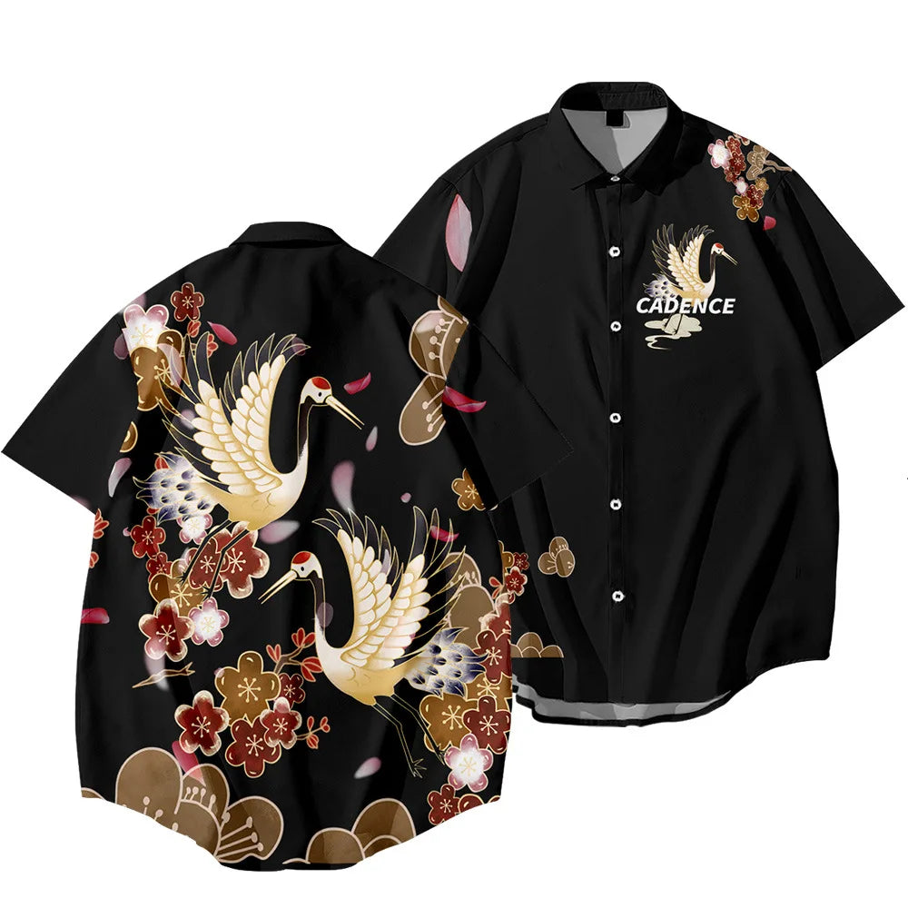 Black Dragon Tiger Print Ethnic Shirt