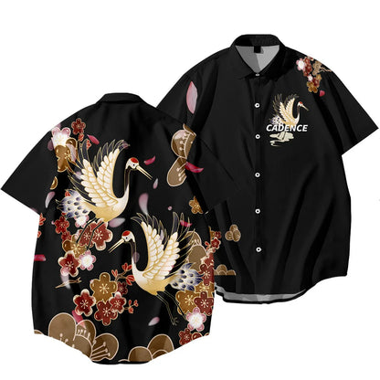 Black Dragon Tiger Print Ethnic Shirt