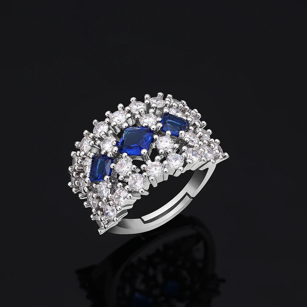 4-Piece Ring Cubic Zirconia Dubai Nigeria Crystal Wedding Jewellery Set