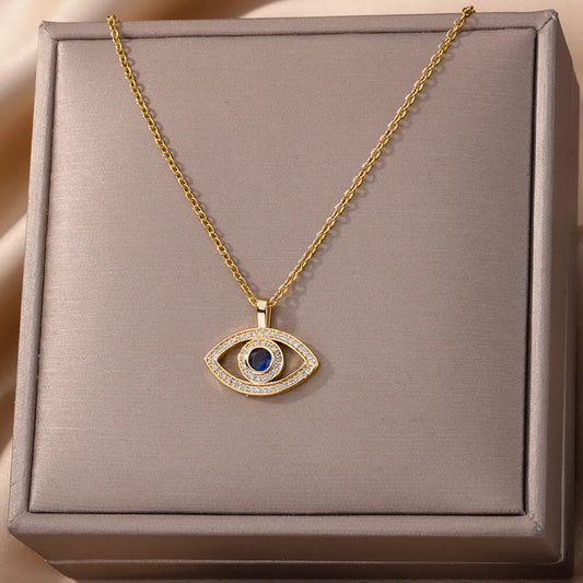 Zircon Evil Eye Pendant Necklace for Women