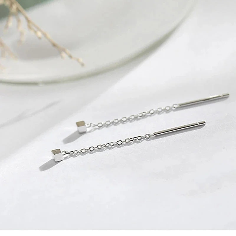 Rose Gold Color Zircon Crystal Threader Earing
