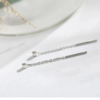 Rose Gold Color Zircon Crystal Threader Earing