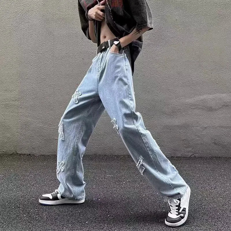 Men Straight Leg Denim Jeans