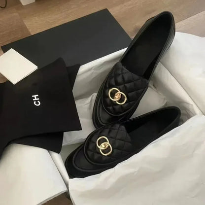 Black Chunky Loafer Thick Sole For Women