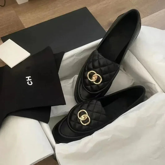 Black Chunky Loafer Thick Sole For Women