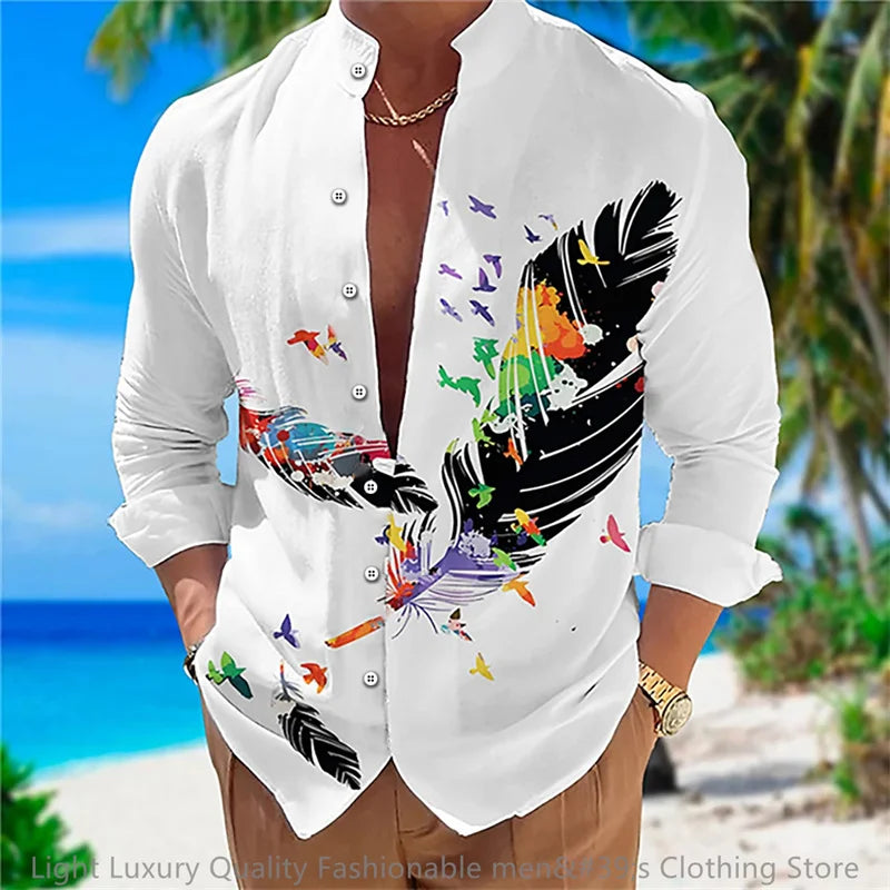 Flower pattern long-sleeved Shirt for Men
