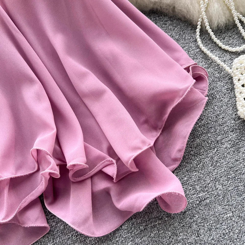 Spaghetti Straps Ruffle Corset Crop Top